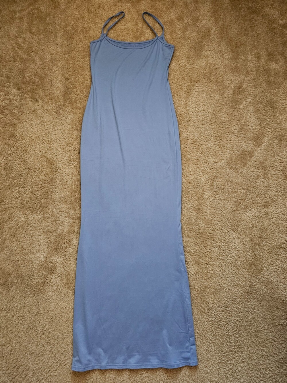 SHEIN Women's S Blue Maxi Dress Spaghetti Strap Stretch Bodycon Cami Long